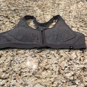Gray Women's Zip-Front Sports Bra